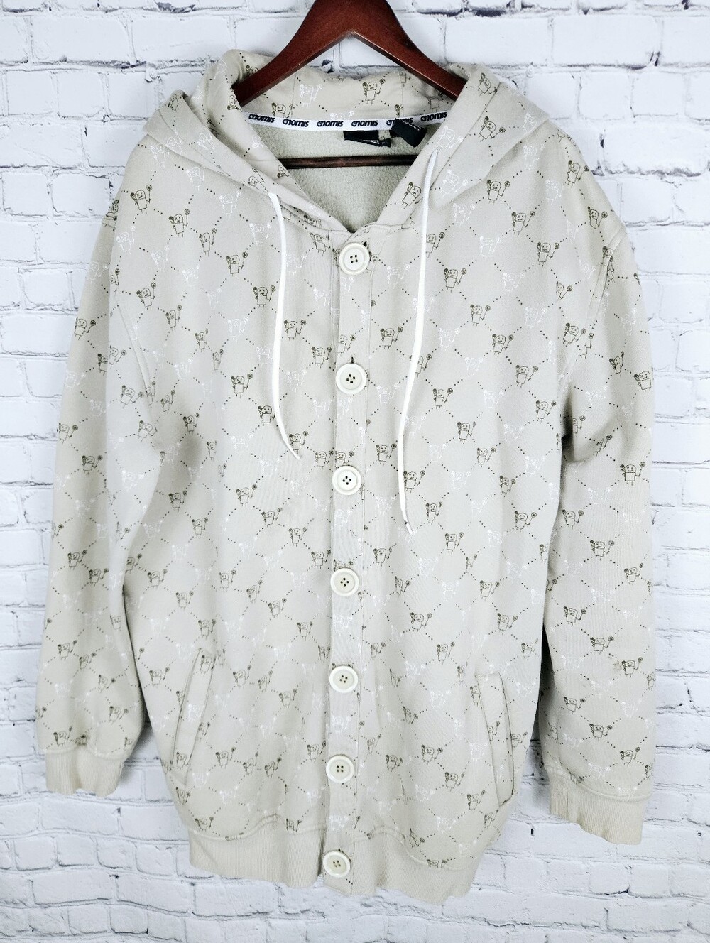 NOMIS | vintage all-over cartoon print button front hoodie cardigan